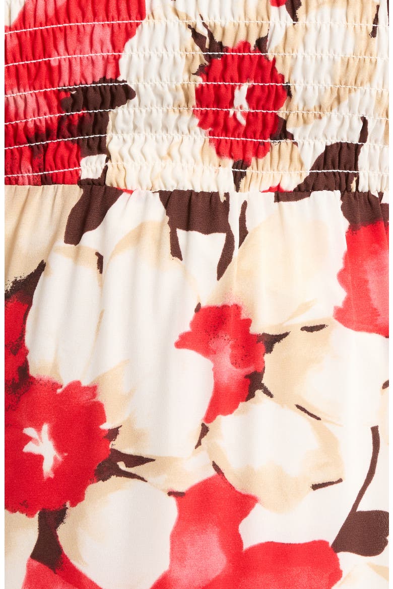 Print Smocked Bodice Tiered Maxi Dress, Alternate, color, WHITE DOVE MULTI