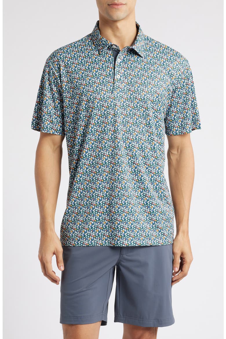 Ridge Floral Golf Polo, Main, color, GRAPHITE