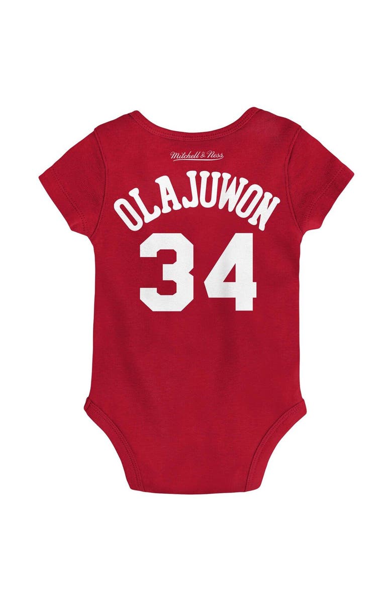 Mitchell & Ness Infant Mitchell & Ness Hakeem Olajuwon Red Houston Rockets Hardwood Classics Name & Number Bodysuit, Alternate, color, 