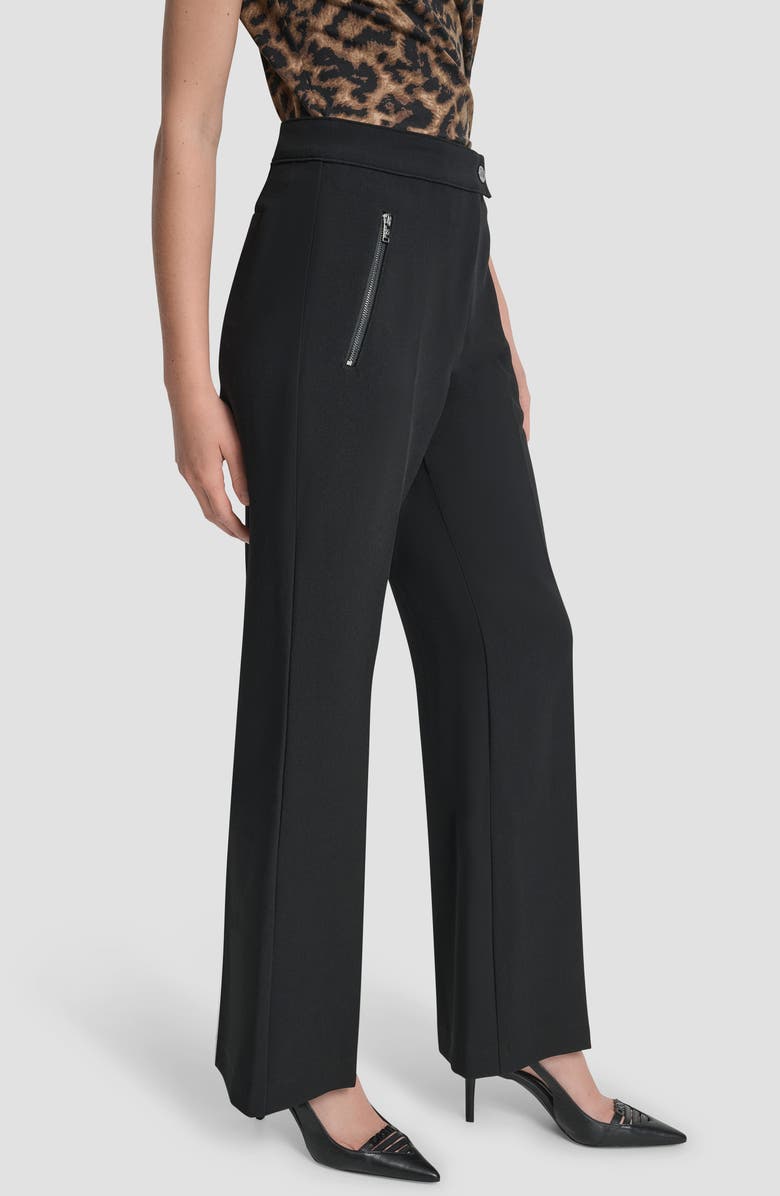 DKNY Double Weave Flare Pants, Alternate, color, Black