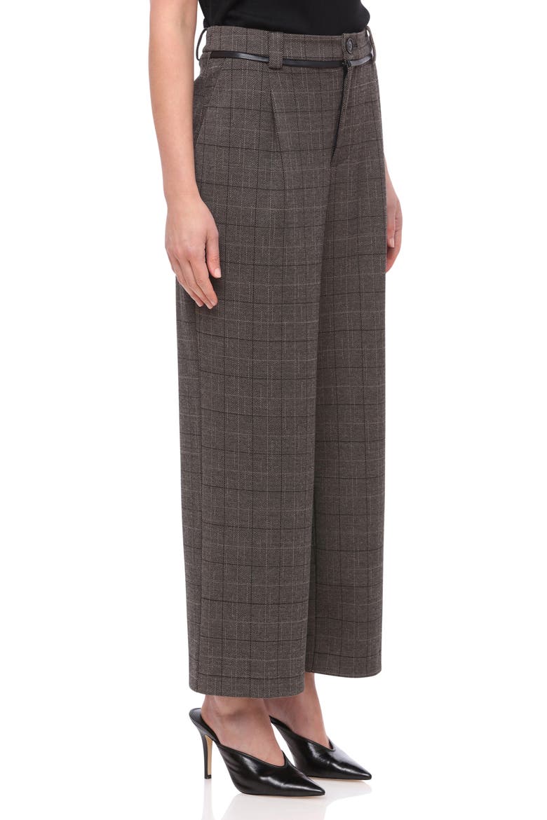 Pleated Plaid Crop Pants, Alternate, color, GREY / TAN WINDOW