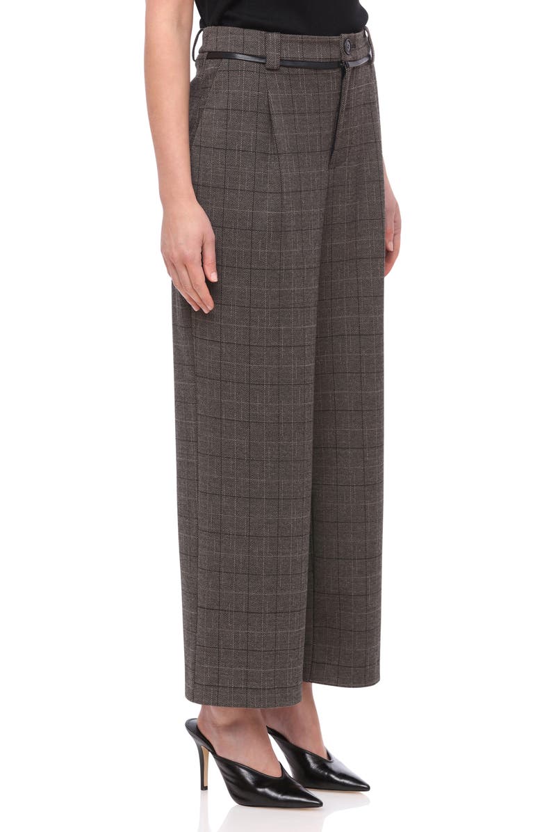 Bagatelle Pleated Plaid Crop Pants, Alternate, color, Grey / Tan Window