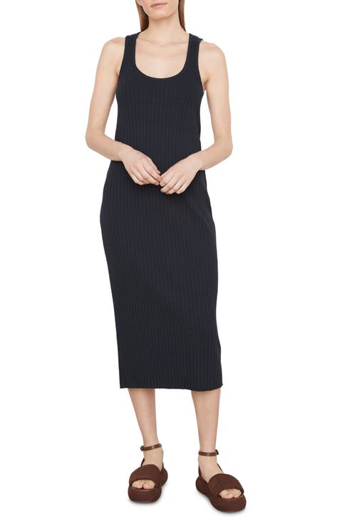 Scoop Neck Rib Midi Dress