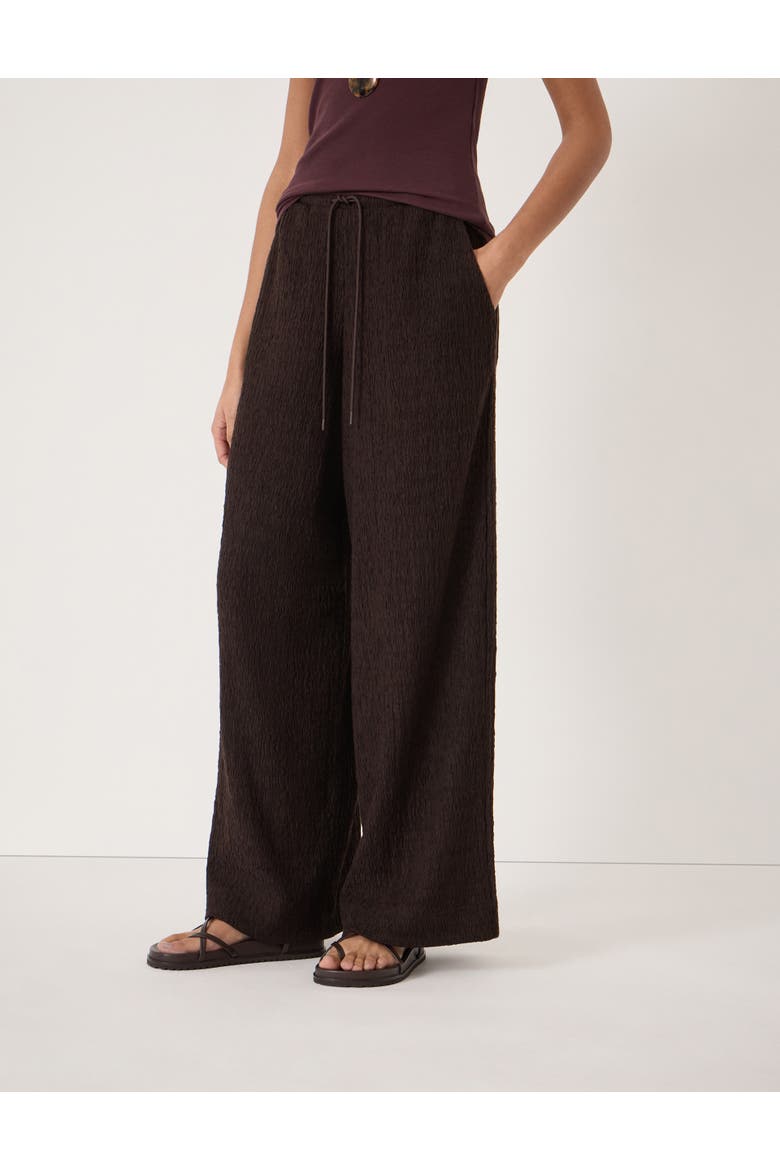 Aria Textured Jersey Wide Leg Pants, Main, color, Dark Brown
