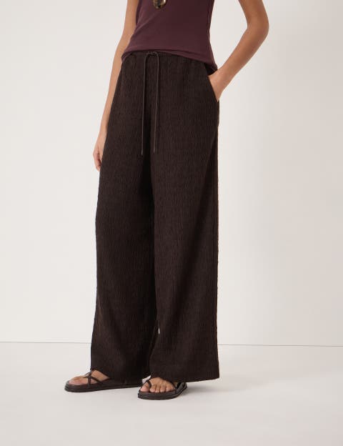 Aria Textured Jersey Wide Leg Pants