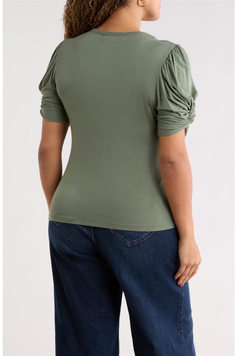 Ruched Sleeve Top, Alternate, color, SAGE