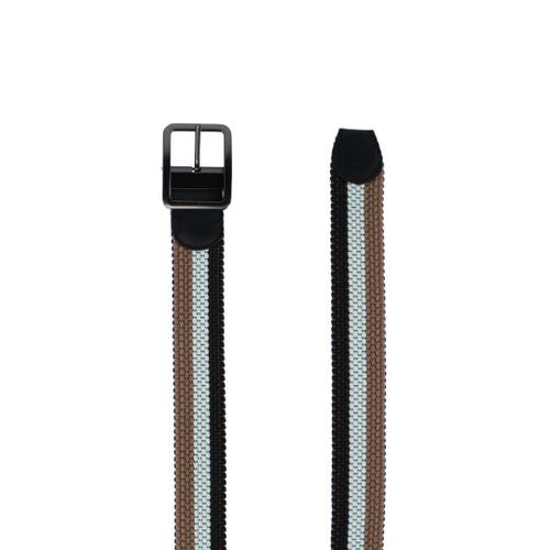 Trafalgar Big And Tall Matias Blue And Kahki Stripe Reversible Braided Casual Golf Belt In Multi