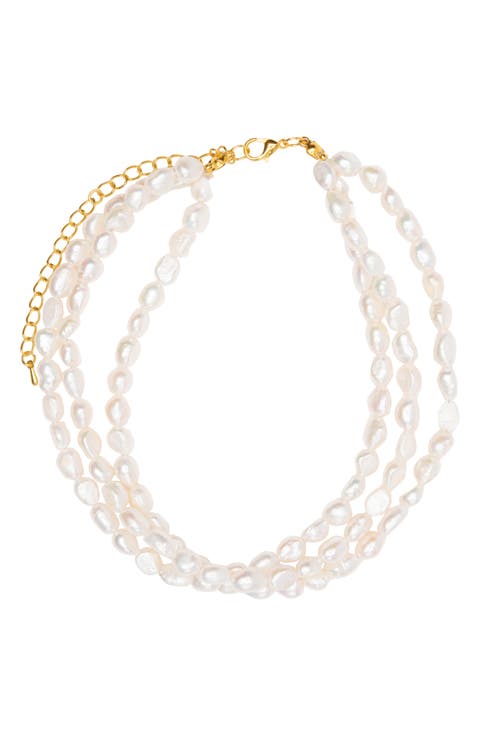 Golden Hour Bloom Freshwater Pearl Choker Necklace