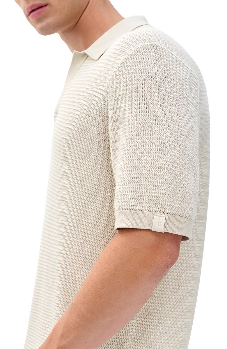 rag & bone Harvey Chevron Johnny Collar Polo, Alternate, color, Desert Sand