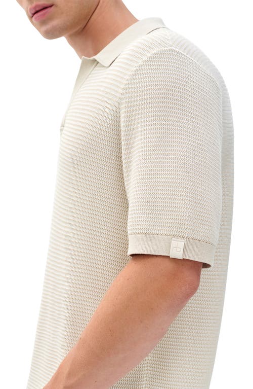 Rag & Bone Harvey Chevron Johnny Collar Polo In Neutral