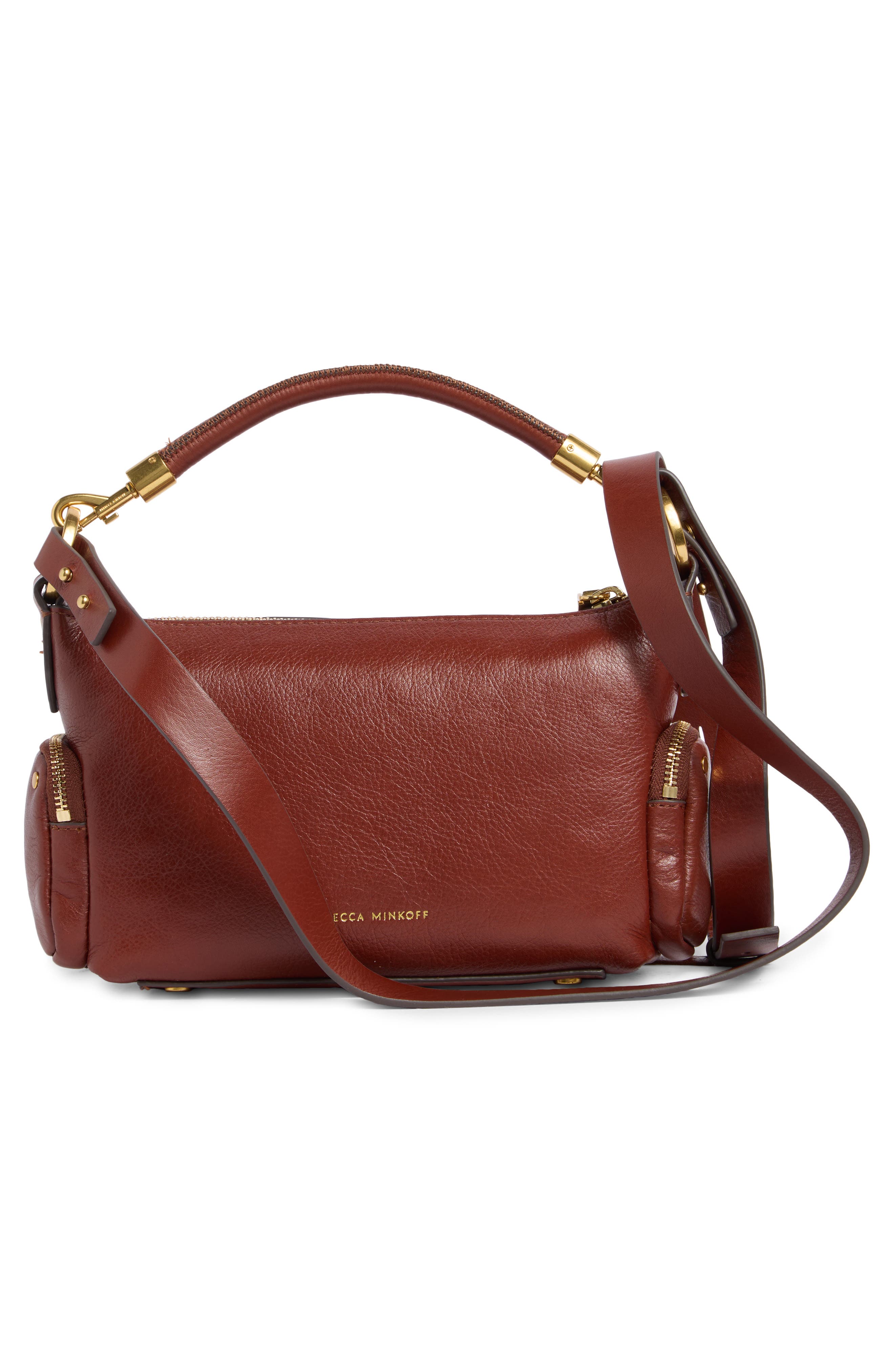 Rebecca Minkoff Mini Mab Leather Shoulder Bag, Alternate, color, Sienna