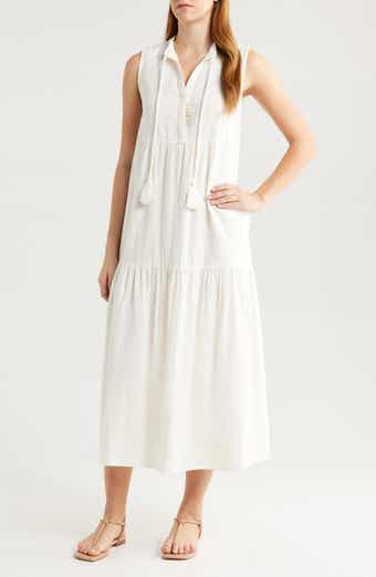Tiered Cotton & Linen Cover-Up Dress