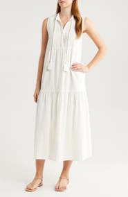 Elan Tiered Cotton & Linen Cover-Up Dress
