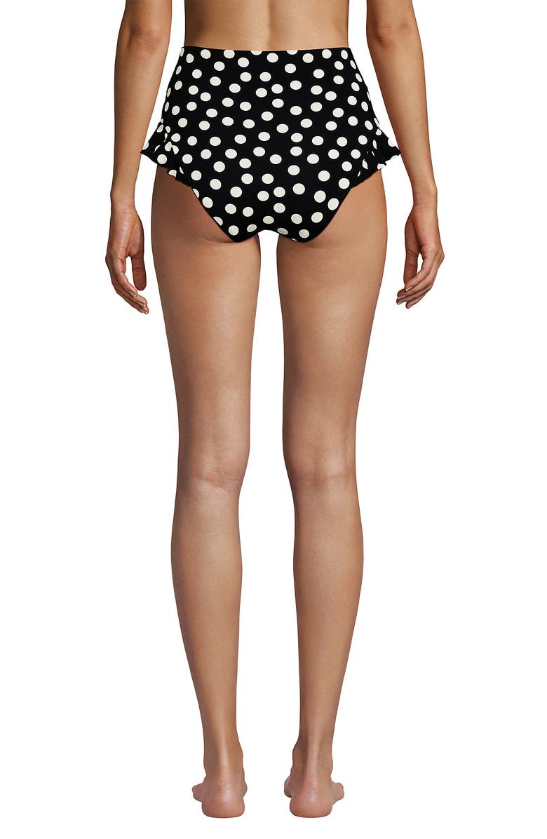 Lands' End Ruffle High Waisted High Leg Bikini Bottoms, Alternate, color, 