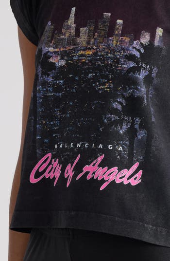 【BALENCIAGA】CITY OF ANGELS T-SHIRT City Of Angels T-shirt Medium Fit in Black Faded | Balenciaga US