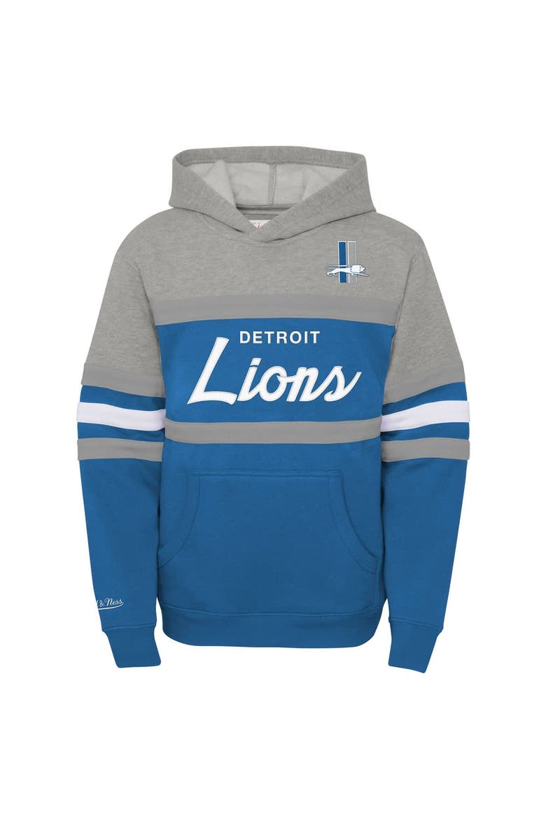 Youth Mitchell & Ness  Blue Detroit Lions Throwback Head Coach Pullover Hoodie, Alternate, color, Blue