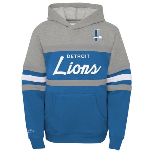 Mitchell & Ness Youth   Blue Detroit Lions Throwback Head Coach Pullover Hoodie In Blue