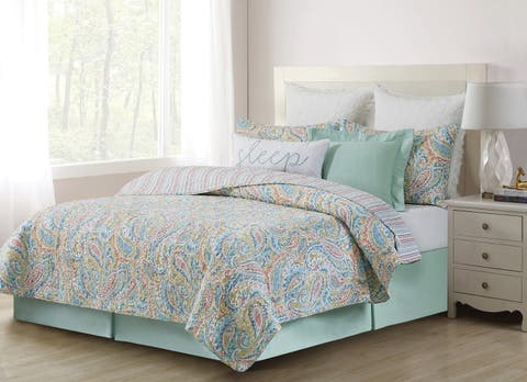 Maisie Paisley Cotton Quilt Set  - Reversible and Machine Washable
