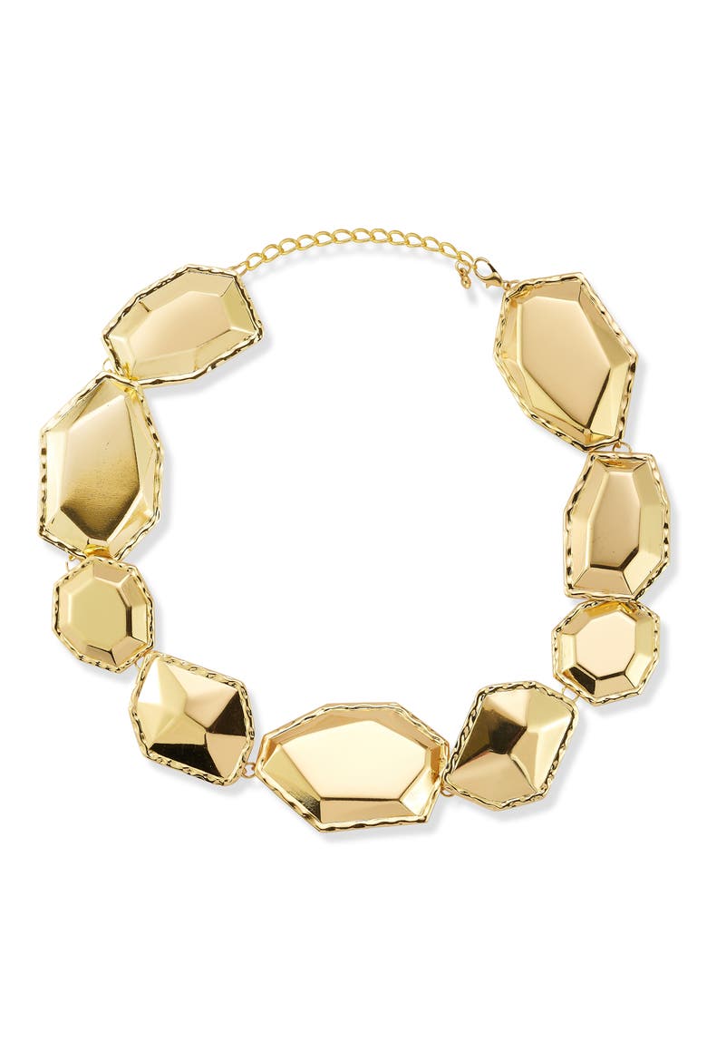Geometric Statement Necklace, Main, color, GOLD