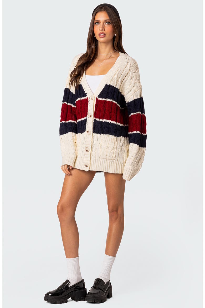 Tinsley Oversize Cable Stitch Cardigan, Alternate, color, CREAM