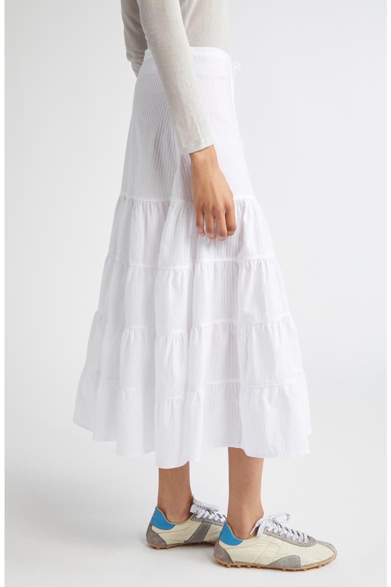 Long Etoile Stripe Tiered Cotton Maxi Skirt, Alternate, color, WHITE