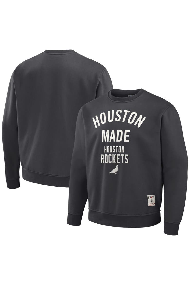 Men's NBA x Staple Anthracite Houston Rockets Plush Pullover Sweatshirt, Main, color, Anthracite