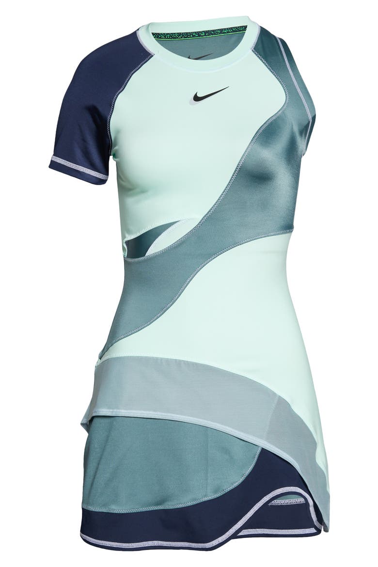 Paris Team Court Dri-FIT Slam Tennis Dress, Alternate, color, MINT FOAM/ BLACK