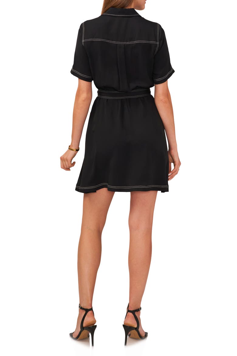 Collared Wrap Minidress, Alternate, color, RICH BLACK
