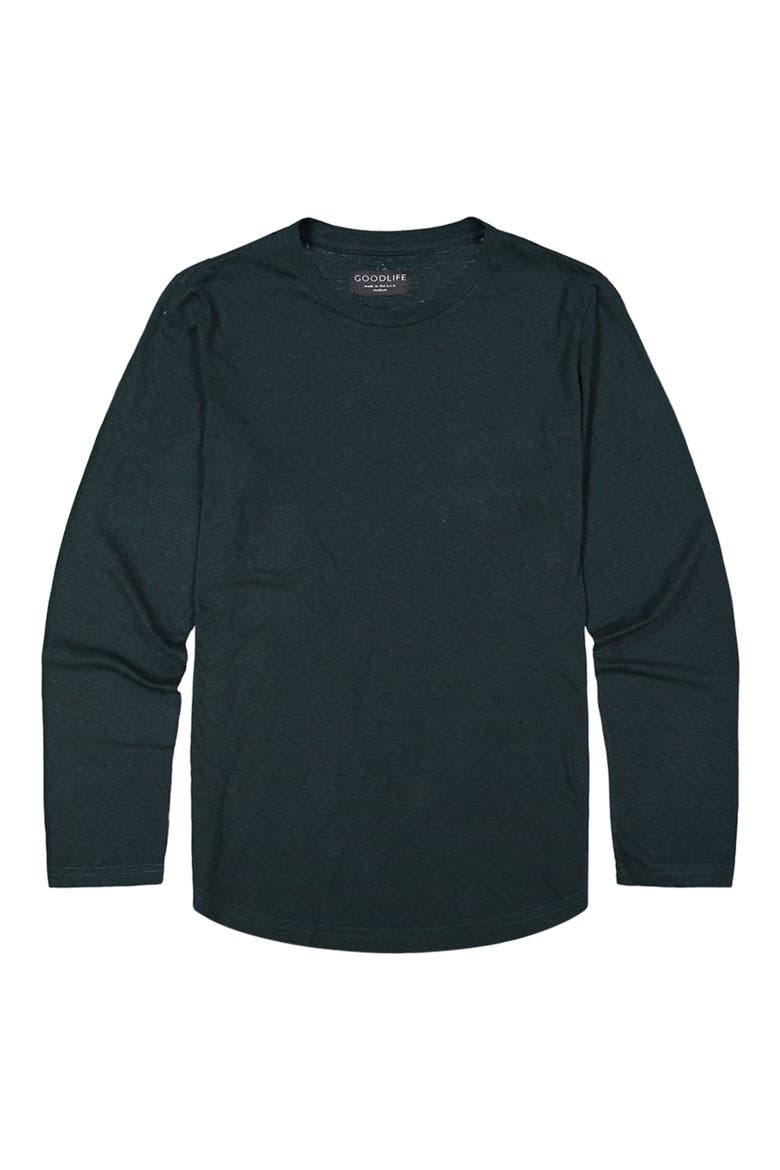 Overdyed Tri-Blend Long Sleeve Scallop Crew T-Shirt, Main, color, EVERGREEN