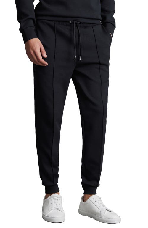 Reiss Navy Interlock Jersey Drawstring Joggers In Blue