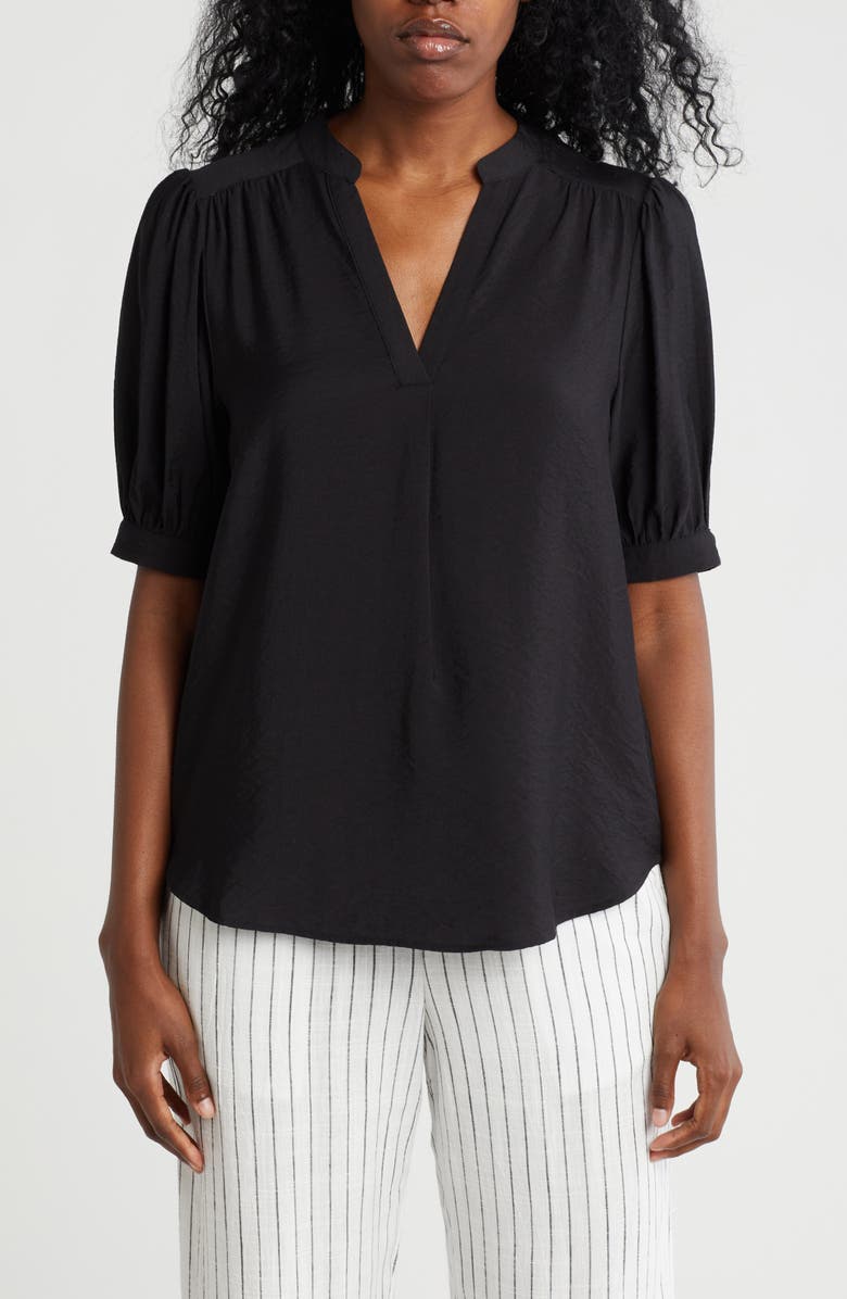 Pleione Textured Tunic Shirt, Main, color, Black