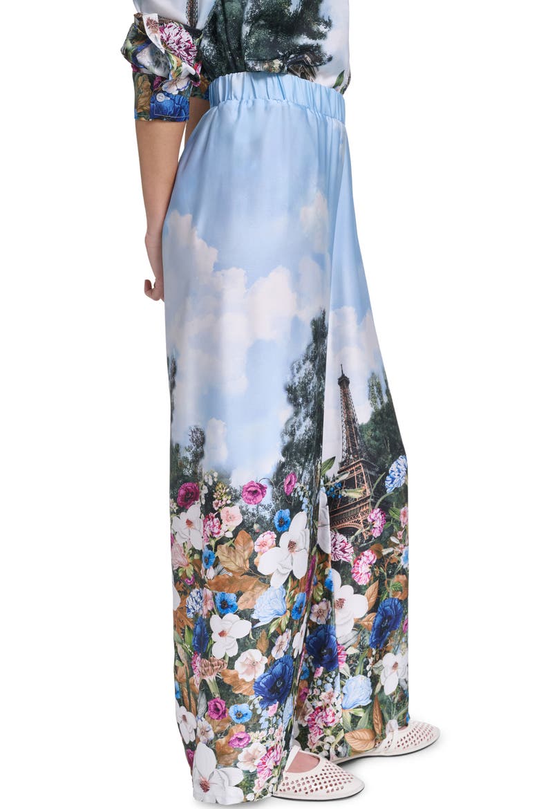 Paris Scene Print Wide Leg Pants, Alternate, color, STEEL BLUE MULTI