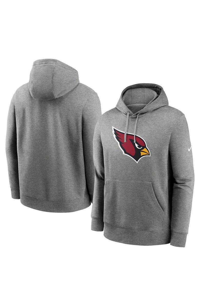 Nike Men's Nike Heathered Gray Arizona Cardinals Rewind Club Fleece Pullover Hoodie, Main, color, 