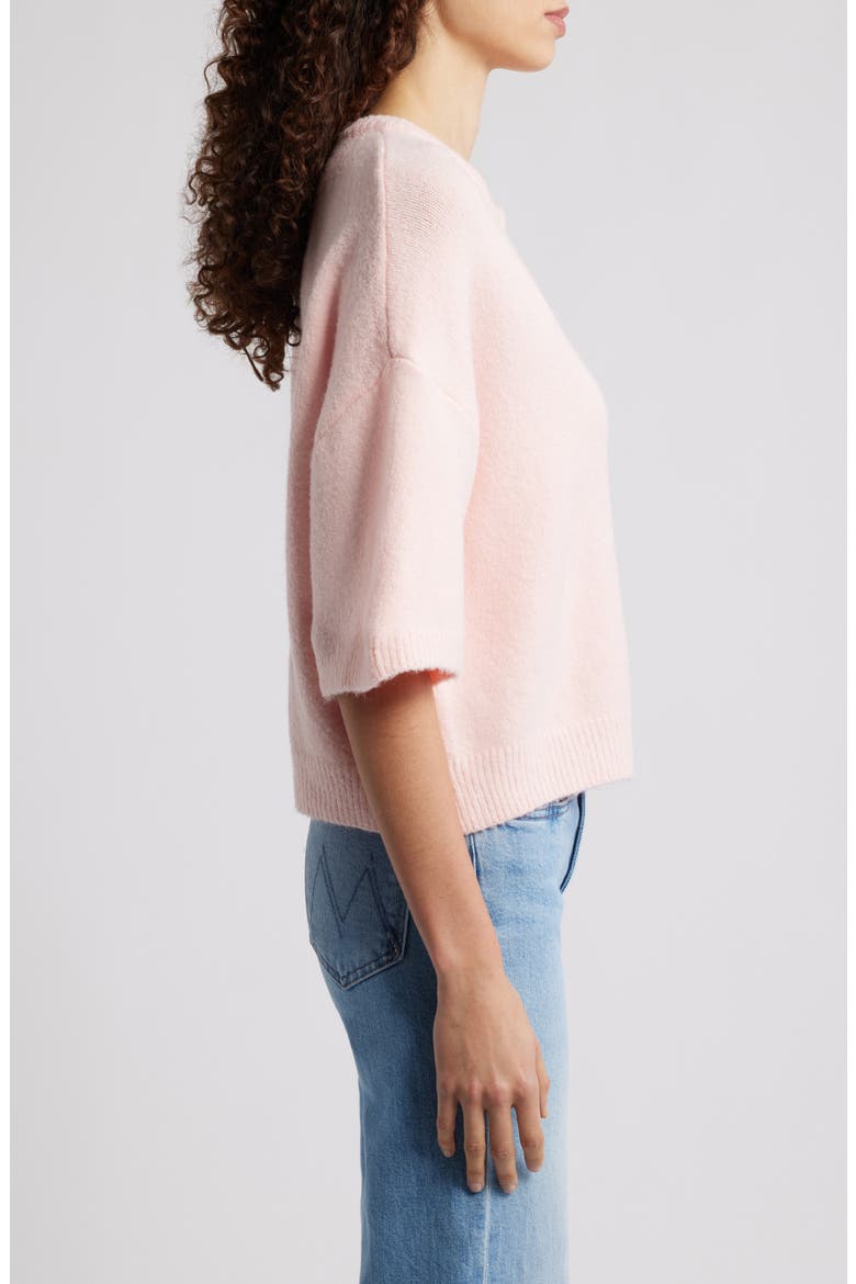 Lilith Elbow Sleeve Cardigan, Alternate, color, PINK