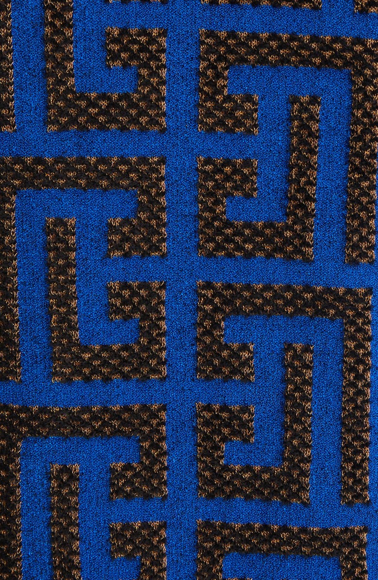 Balmain Pharaon Metallic Monogram Jacquard Sweater Jacket, Alternate, color,