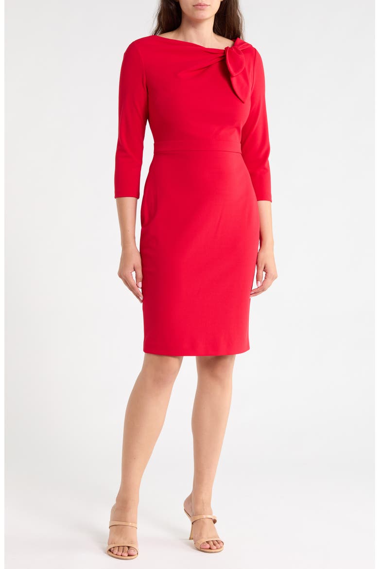 Bow Sheath Dress, Main, color, RED