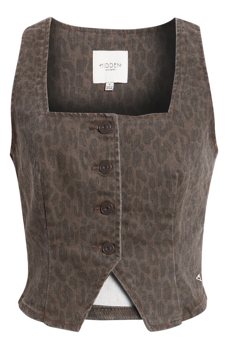 HIDDEN JEANS Cheetah Print Denim Vest, Alternate, color, Brown