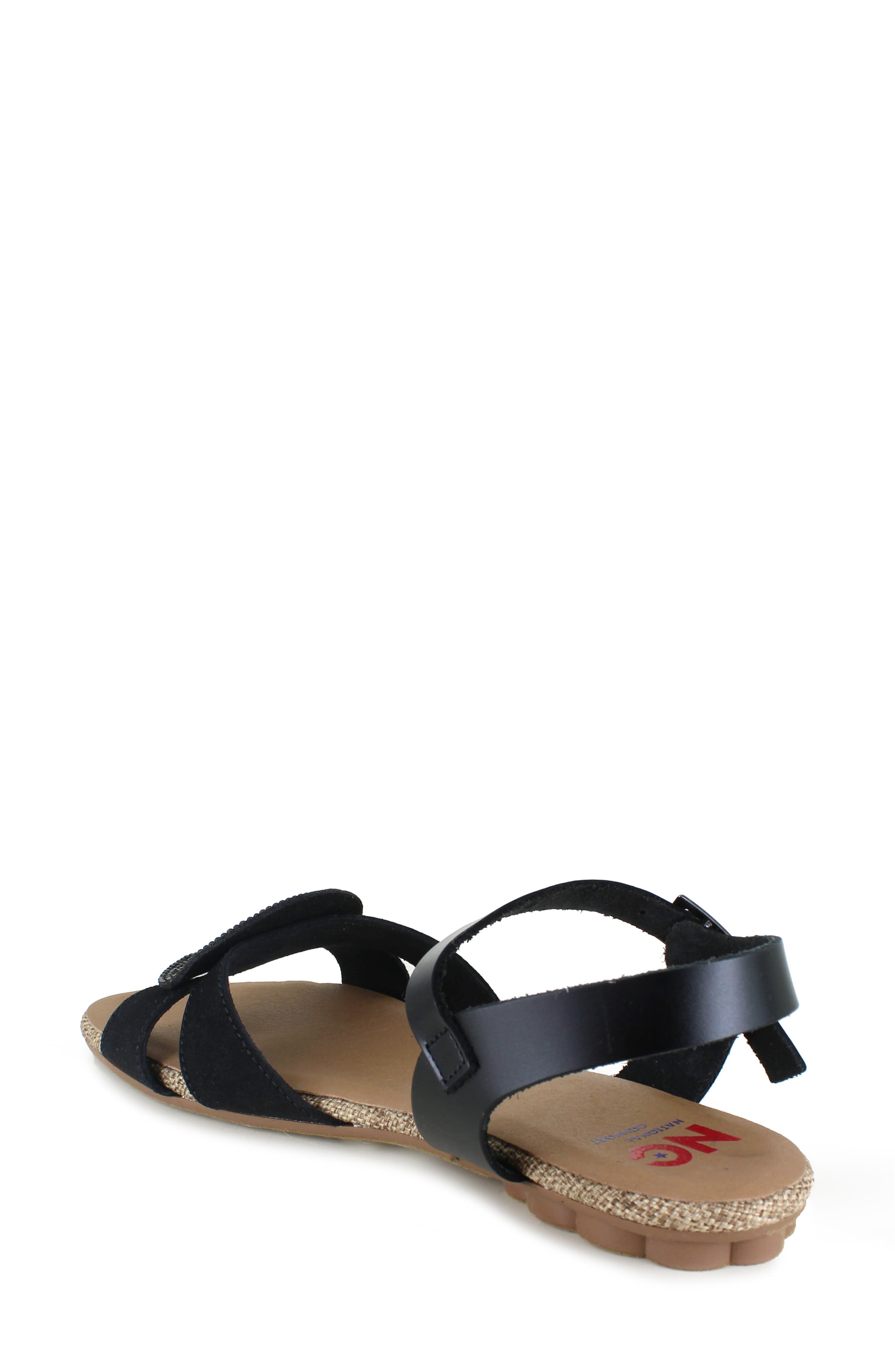 National Comfort Ronda Medallion Flat Sandal, Alternate, color, Black Leather