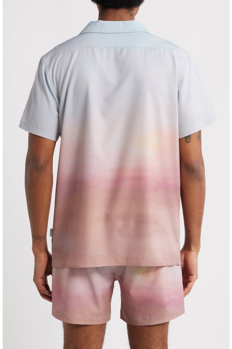 Sunset Weekend Short Sleeve Performance Button-Up Shirt, Alternate, color, MULTI