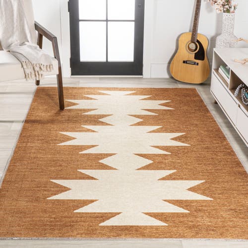 Jonathan Y Chayton Minimalist Geometric Machine-washable Area Rug In Brown