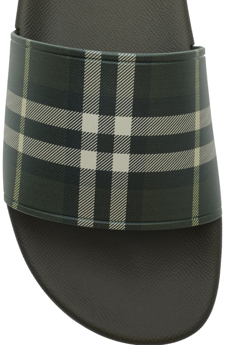 Burberry Check Slides, Alternate, color, Thicket Green