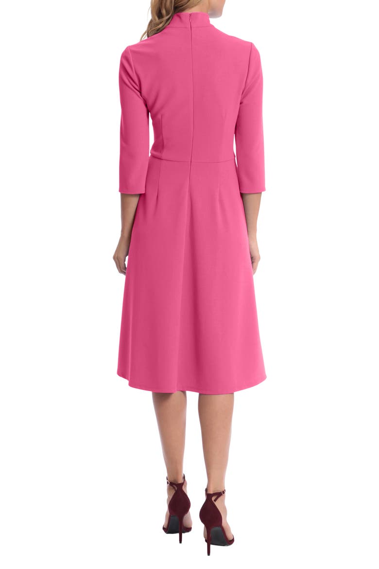 Twist Collar Fit & Flare Dress, Alternate, color, ENERGY PINK