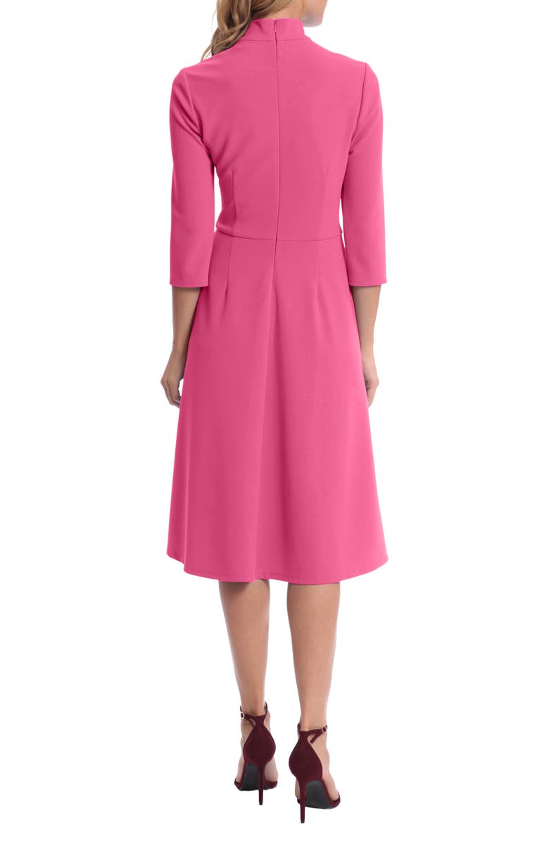 Donna Morgan Twist Collar Fit & Flare Dress, Alternate, color, Energy Pink