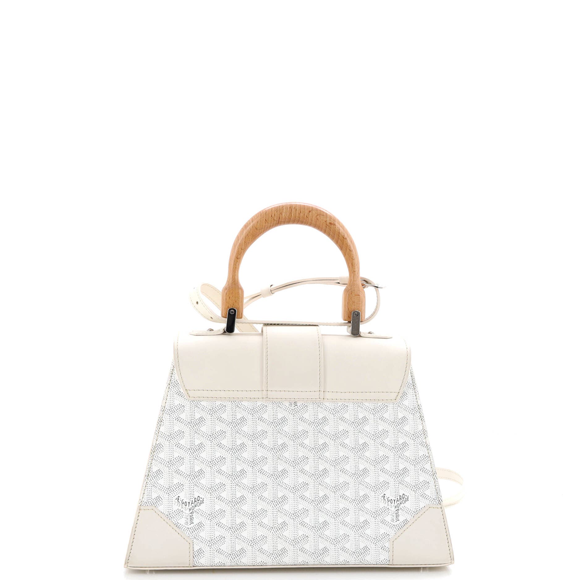 Pre-Owned Goyard Saigon Top Handle Bag Coated Canvas with Leather PM, Alternate, color, White