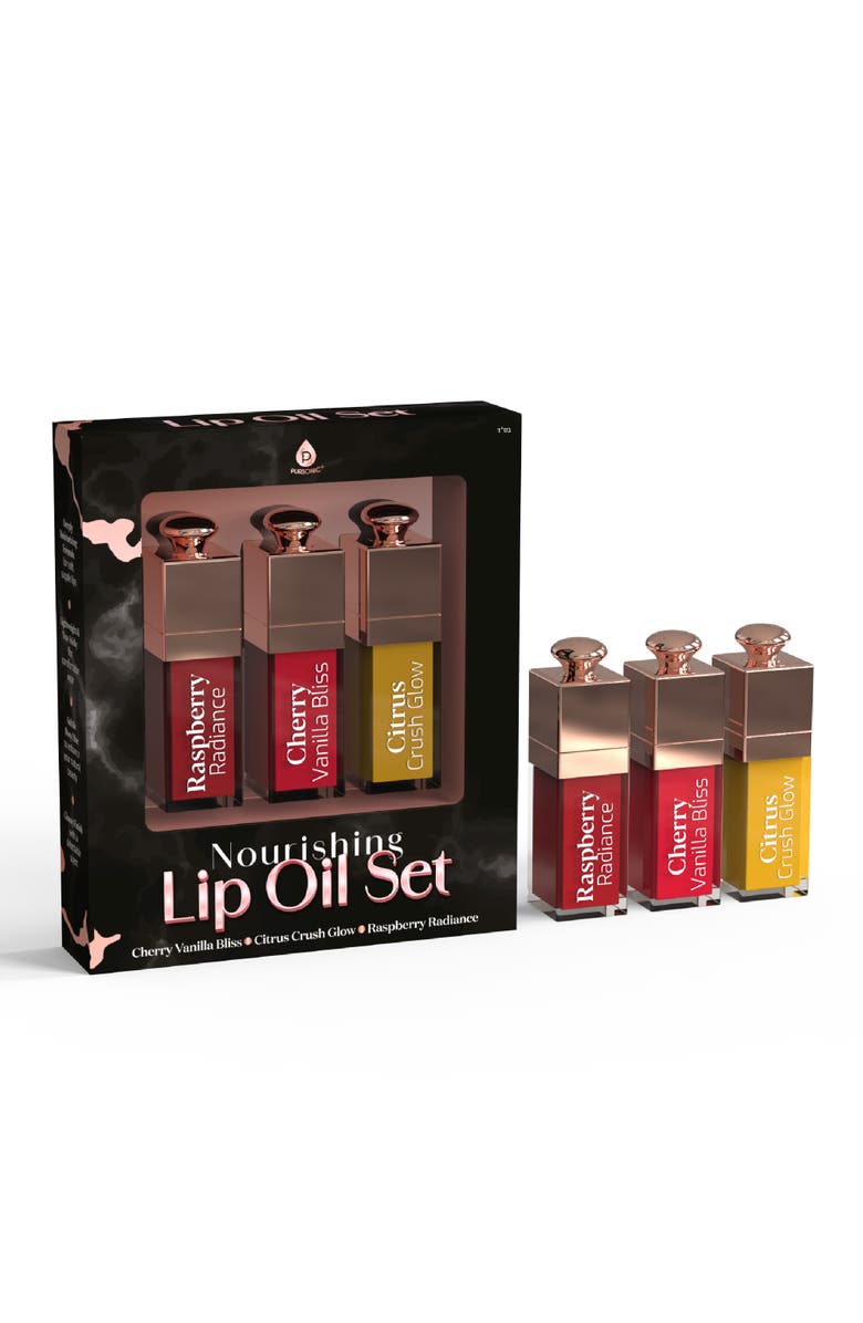 PURSONIC Nourishing Lip Oil Set - 3 -Flavors of Moisturizing Shine, Alternate, color, Multicolor