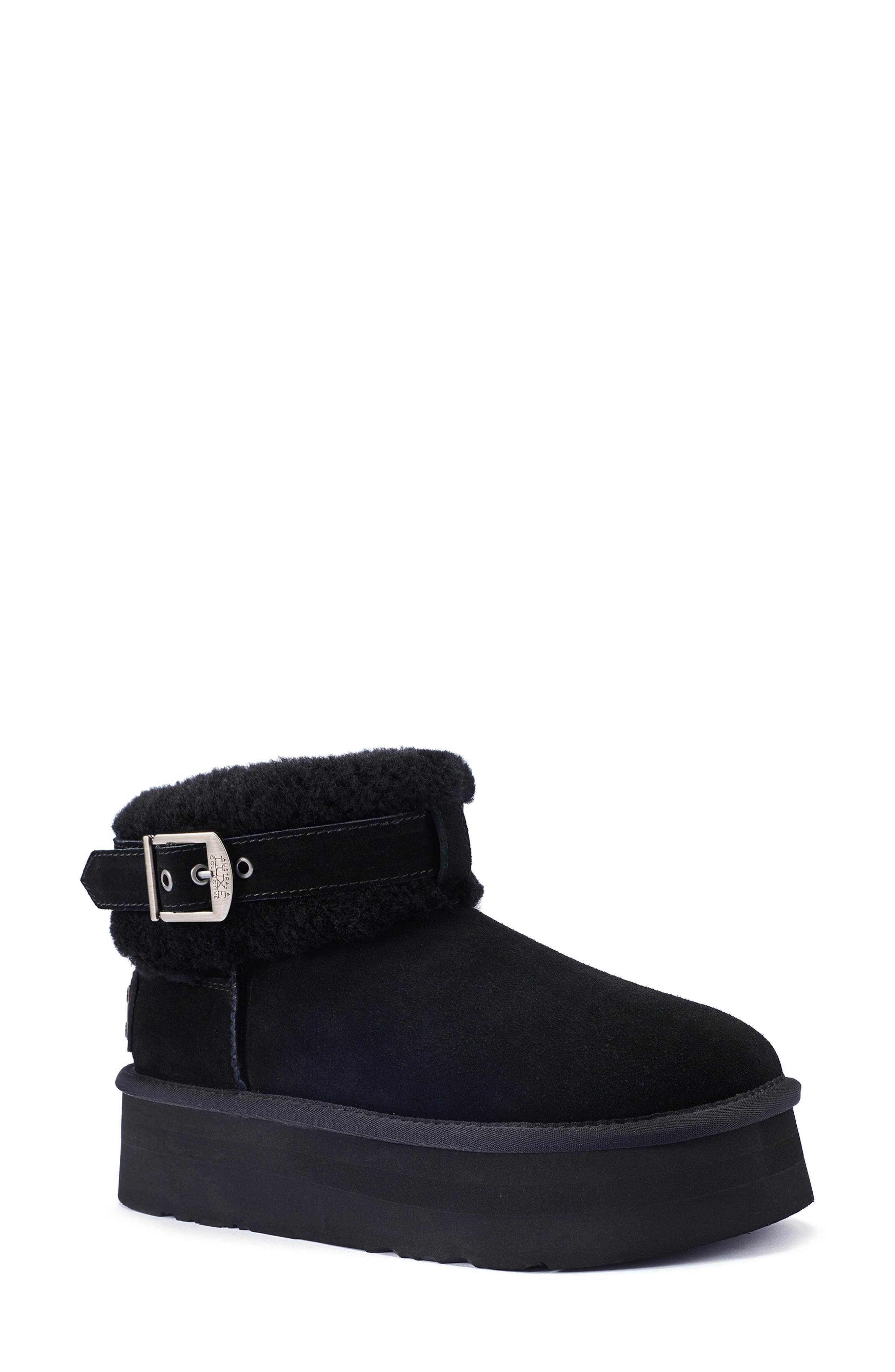 Australia Luxe Collective Eden Genuine Shearling Platform Bootie, Main, color, Black