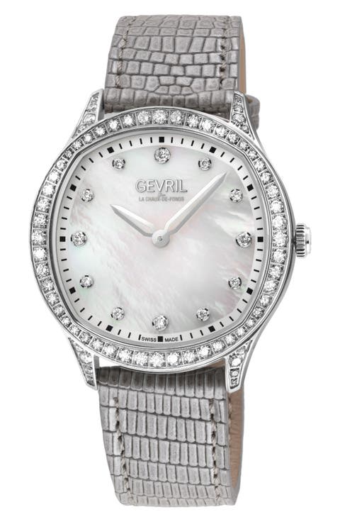 Morcote Swiss Diamond Leather Strap Watch, 36mm - 1.3ct.