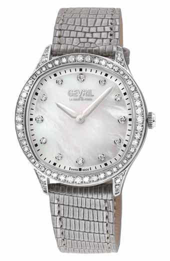 GEVRIL Morcote Swiss Diamond Leather Strap Watch, 36mm - 1.3ct.