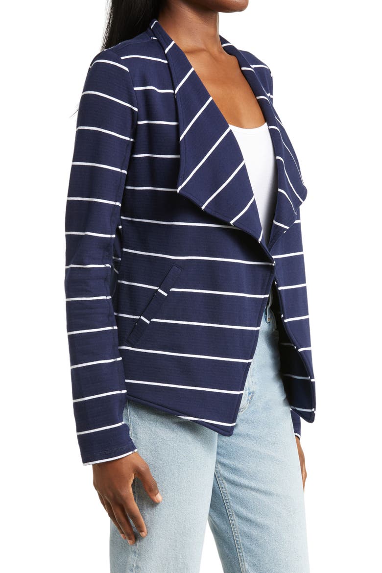 Drape Collar Knit Blazer, Alternate, color, NAVY- WHITE LAURANNE STRIPE