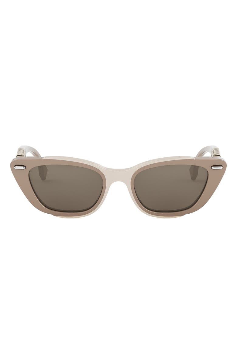 Fendi Interlace Cat Eye Sunglasses, Main, color, Shiny Light Brown / Brown